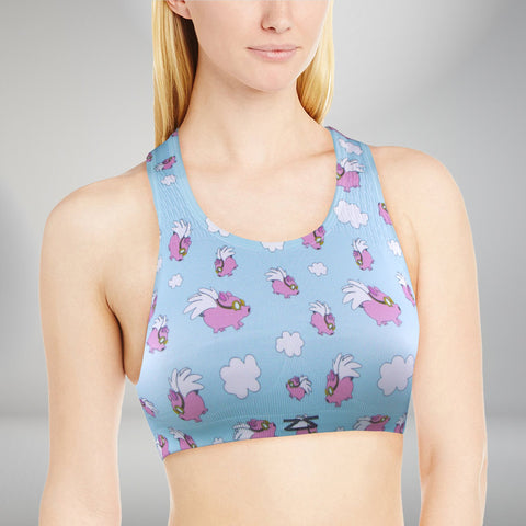 Flying Pigs Seamless Sports Bra